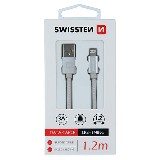 Kabel do ładowania i transmisji danych USB-A - Lightning Swissten, 18 W, 1,2 m, srebrny 71524203