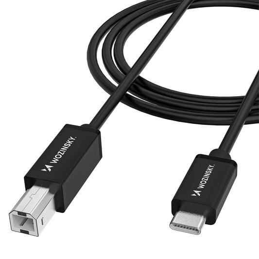 Kabel do drukarki WZK WKDDY1S, USB-C - USB-B, 1m, Czarny