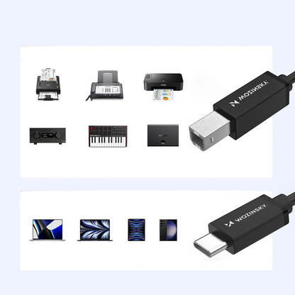 Kabel do drukarki WZK WKDDY1S, USB-C - USB-B, 1m, Czarny