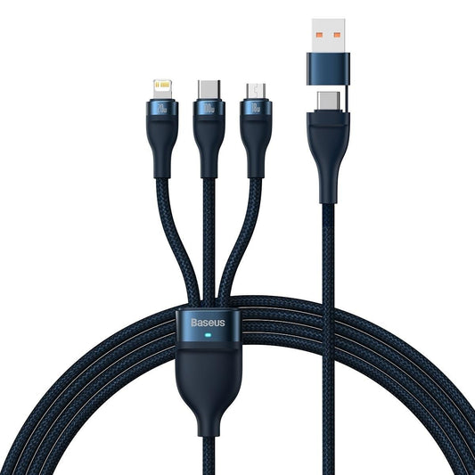 Kabel do ładowania USB-C / USB-A - Lightning / microUSB / USB-C Baseus Flash Series II, 100W, 1,2m, Granatowy CASS030103
