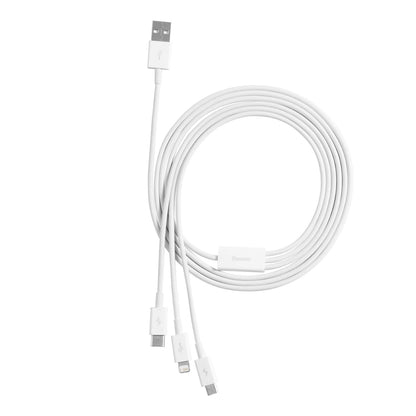 Kabel ładujący USB-A - Lightning / microUSB / USB-C Baseus Superior 3w1 Series, 20 W, 0,5 m, biały 