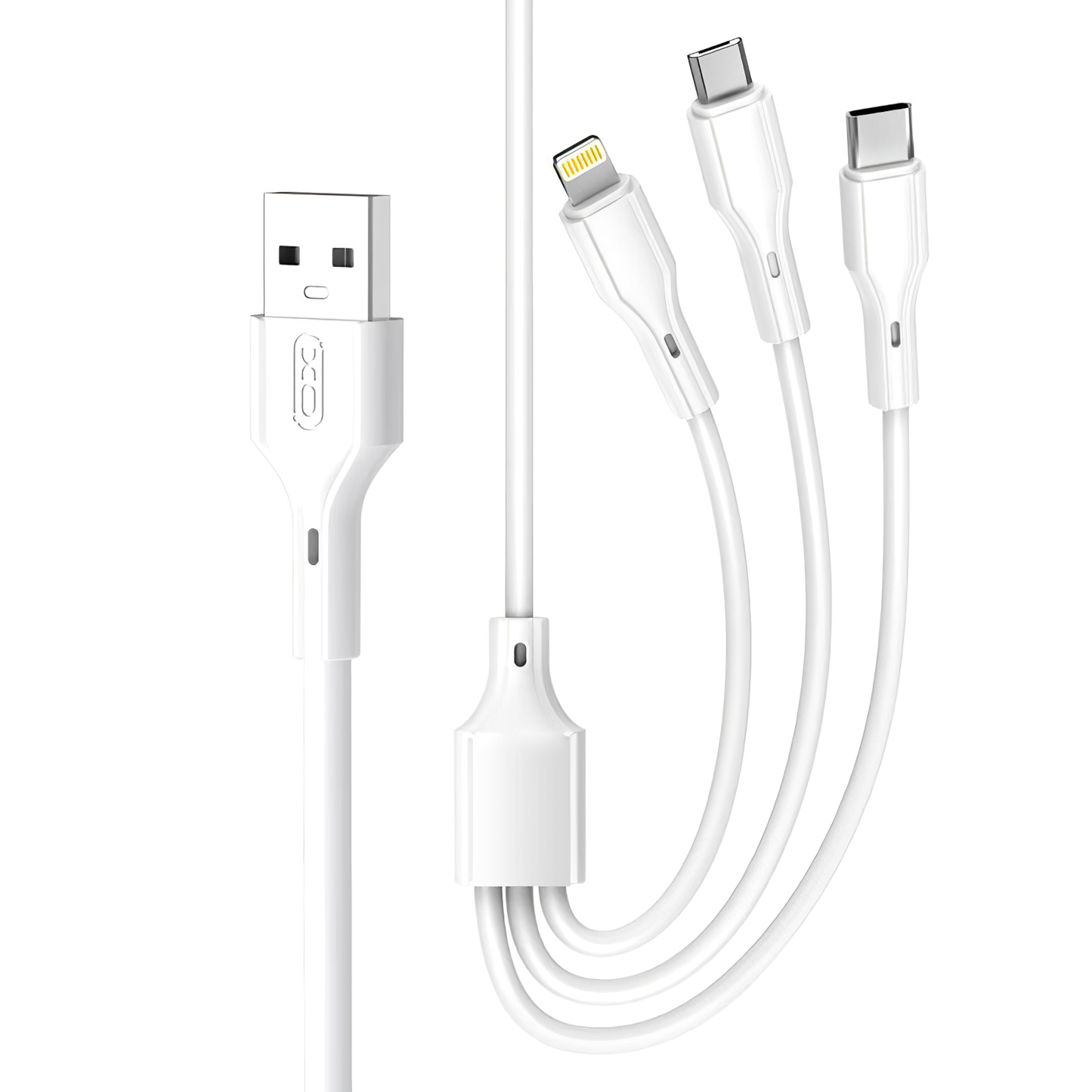 Kabel ładujący USB-A - Lightning / microUSB / USB-C XO Design NB230 3w1, 20 W, 1 m, biały 