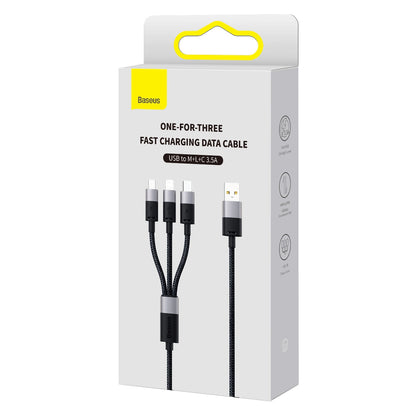 Kabel ładujący USB-A - Lightning / microUSB / USB-C Baseus StarSpeed 3w1, 18W, 1,2m, czarny CAXS000001 CAXS000001 