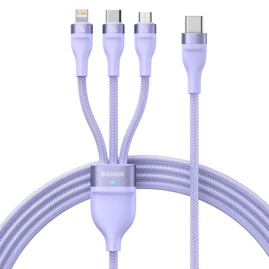Kabel ładowania USB-A - Lightning / microUSB / USB-C Baseus Flash Series II 3w1, 100W, 1.2m, Fioletowy CASS030005