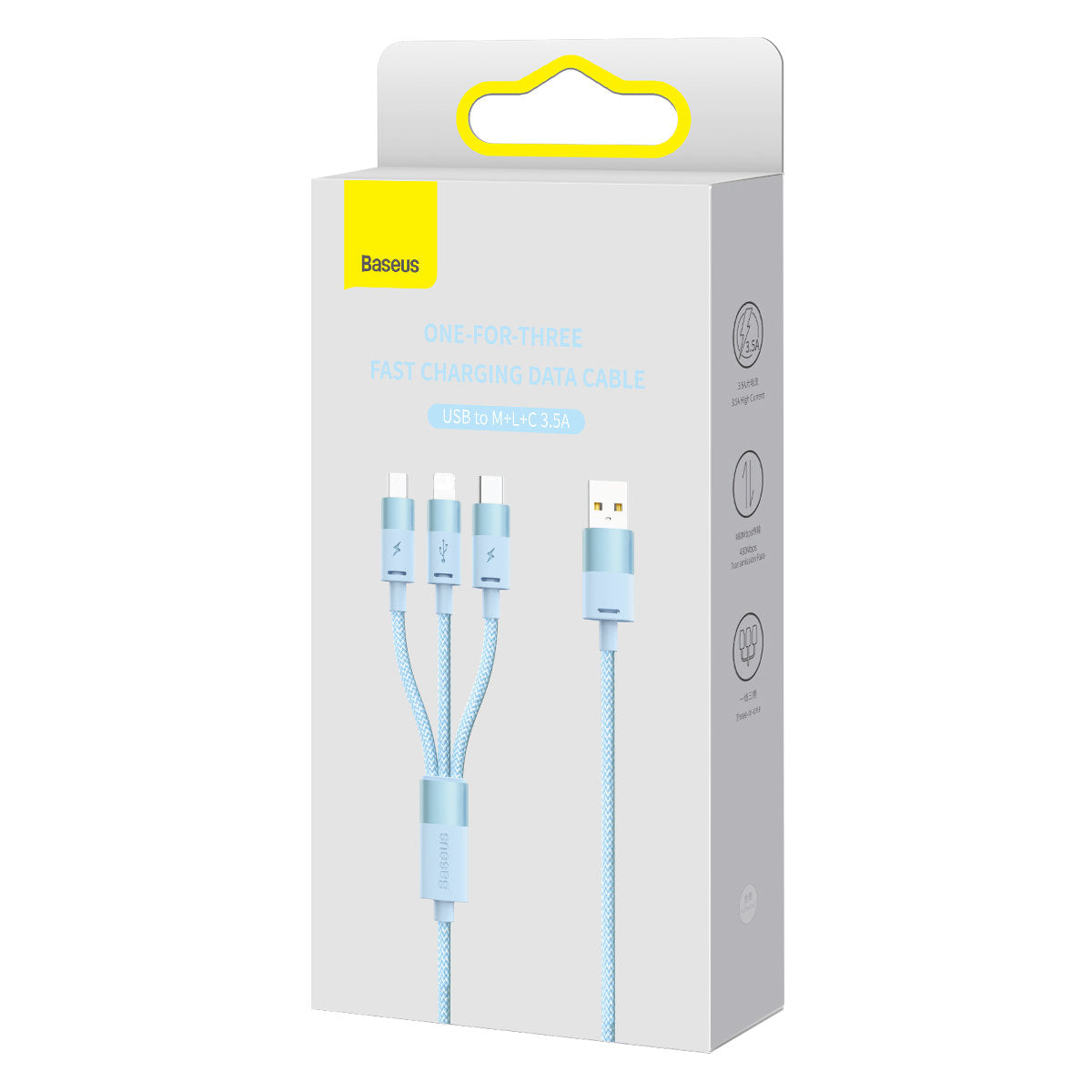 Kabel Ładowania USB-A - Lightning / microUSB / USB-C Baseus StarSpeed 3w1, 20W, 1.2m, Niebieski CAXS000017