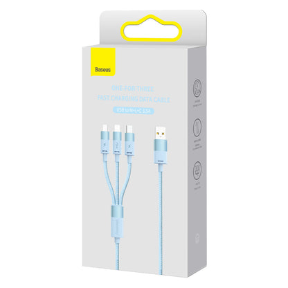 Kabel Ładowania USB-A - Lightning / microUSB / USB-C Baseus StarSpeed 3w1, 20W, 1.2m, Niebieski CAXS000017