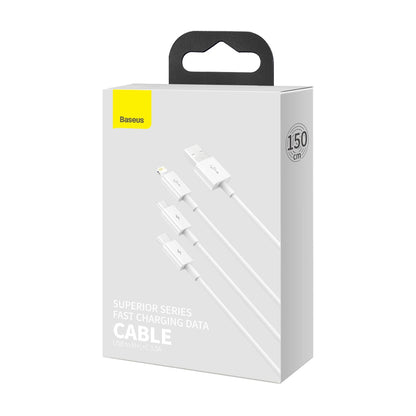 Kabel ładujący USB-A - Lightning / microUSB / USB-C Baseus Superior 3w1 Series, 20 W, 0,5 m, biały 