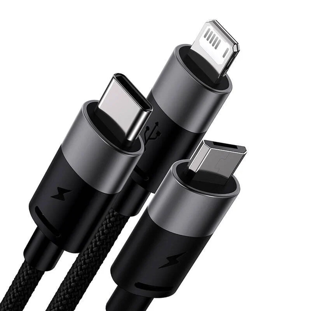 Kabel ładowania USB-A - Lightning / microUSB / USB-C Baseus StarSpeed 3w1, 20W, 0,6m, Czarny P10319900111-00