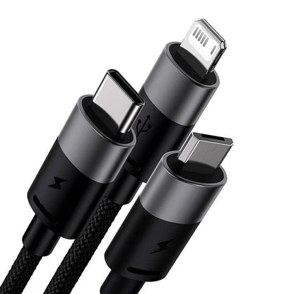 Kabel ładowania USB-A - Lightning / microUSB / USB-C Baseus StarSpeed 3w1, 20W, 0,6m, Czarny P10319900111-00