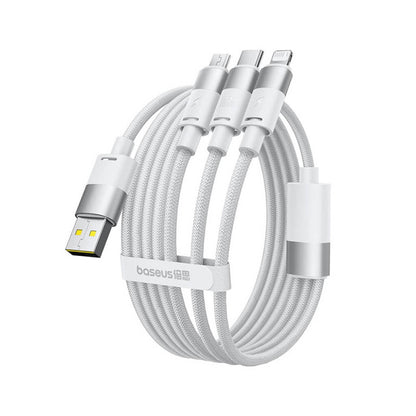 Kabel ładowania USB-A - Lightning / microUSB / USB-C Baseus StarSpeed, 100W, 1,5m, Biały P10319900211-00