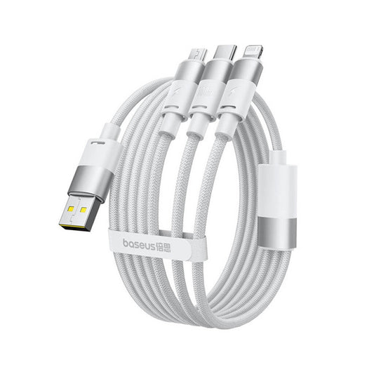 Kabel ładowania USB-A - Lightning / microUSB / USB-C Baseus StarSpeed, 100W, 1,5m, Biały P10319900211-00