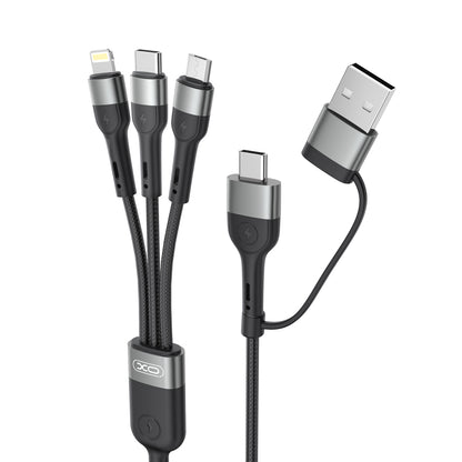 Kabel ładujący USB-A / USB-C - Lightning / microUSB / USB-C XO Design NB254 3w1, 60 W, 1,2 m, czarny 