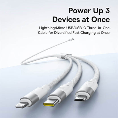 Kabel ładowania USB-A - Lightning / microUSB / USB-C Baseus StarSpeed, 100W, 1,5m, Biały P10319900211-00