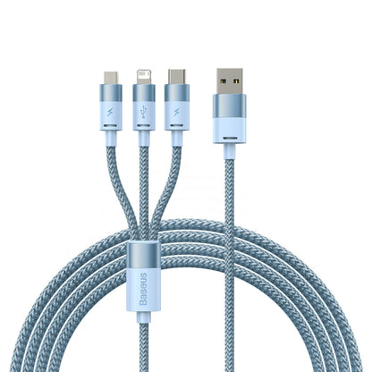 Kabel Ładowania USB-A - Lightning / microUSB / USB-C Baseus StarSpeed 3w1, 20W, 1.2m, Niebieski CAXS000017