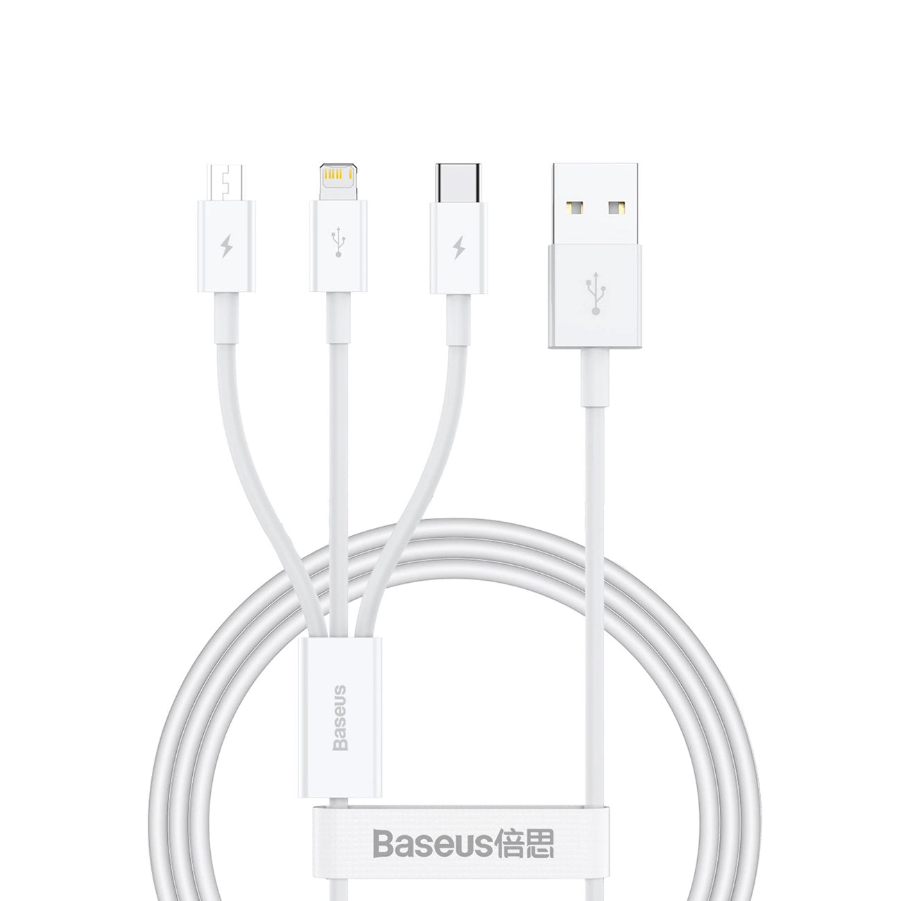 Kabel ładujący USB-A - Lightning / microUSB / USB-C Baseus Superior 3w1 Series, 20 W, 0,5 m, biały 