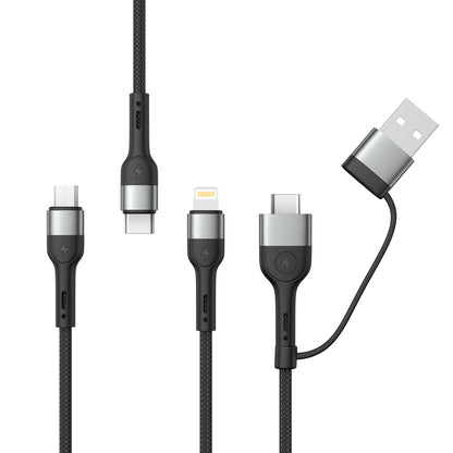 Kabel ładujący USB-A / USB-C - Lightning / microUSB / USB-C XO Design NB254 3w1, 60 W, 1,2 m, czarny 