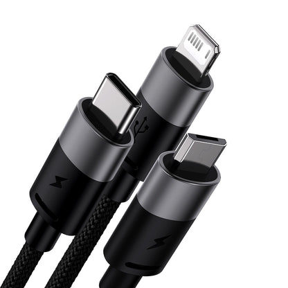 Kabel ładujący USB-A - Lightning / microUSB / USB-C Baseus StarSpeed 3w1, 18W, 1,2m, czarny CAXS000001 CAXS000001 