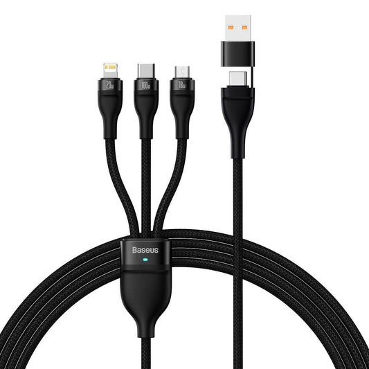 Kabel do ładowania Baseus Flash Series II 3w1 USB-A / USB-C - Lightning / microUSB / USB-C, 100 W, 1,2 m, czarny CASS03010101