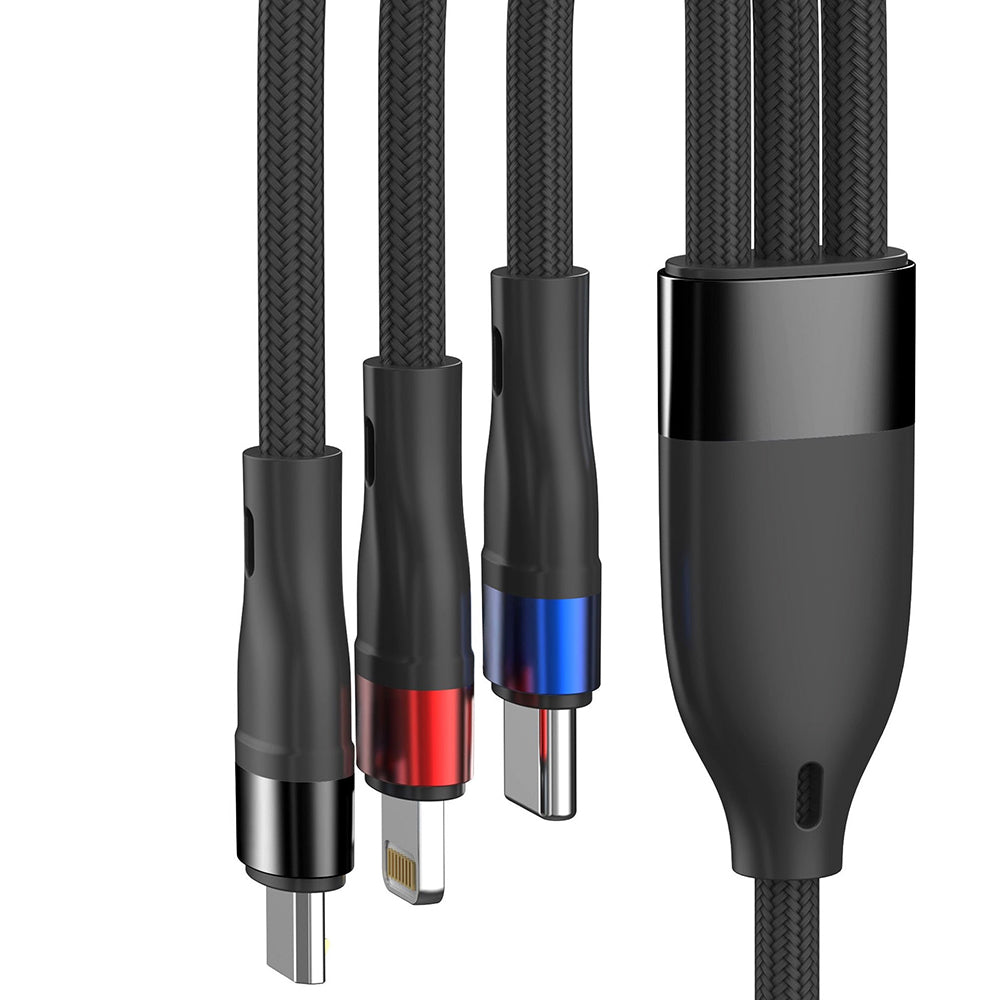 Kabel Ładowania USB-A - Lightning / microUSB / USB-C 3MK Hyper N, 18W, 1.2m, Czarny