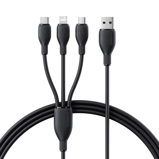 Kabel Ładowania USB-A - Lightning / microUSB / USB-C Baseus Ultra Fast 3w1, 18W, 1.3m, Czarny P10376303121-00