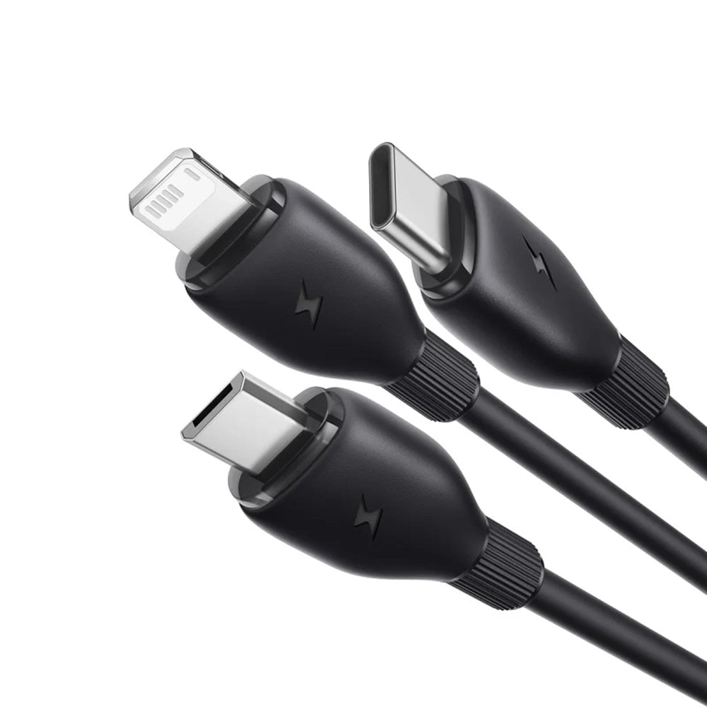 Kabel Ładowania USB-A - Lightning / microUSB / USB-C Baseus Ultra Fast 3w1, 18W, 1.3m, Czarny P10376303121-00