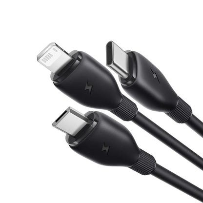 Kabel Ładowania USB-A - Lightning / microUSB / USB-C Baseus Ultra Fast 3w1, 18W, 1.3m, Czarny P10376303121-00