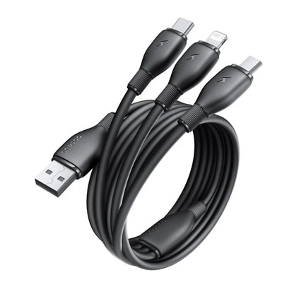 Kabel Ładowania USB-A - Lightning / microUSB / USB-C Baseus Ultra Fast 3w1, 18W, 1.3m, Czarny P10376303121-00