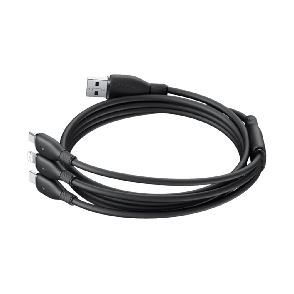 Kabel Ładowania USB-A - Lightning / microUSB / USB-C Baseus Ultra Fast 3w1, 18W, 1.3m, Czarny P10376303121-00