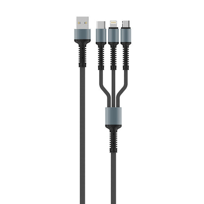 Kabel do ładowania USB-A - Lightning / microUSB / USB-C ColorWay CW-CBU3003, 20W, 1.2m, Szary