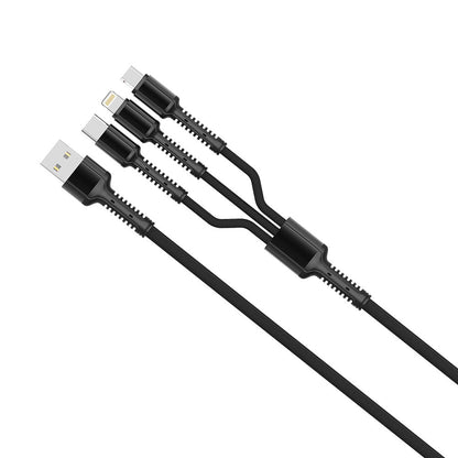 Kabel do ładowania USB-A - Lightning / microUSB / USB-C ColorWay CW-CBU3003, 20W, 1.2m, Szary