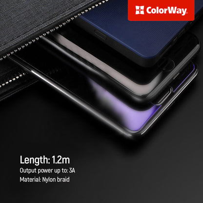 Kabel do ładowania USB-A - Lightning / microUSB / USB-C ColorWay CW-CBU3003, 20W, 1.2m, Szary