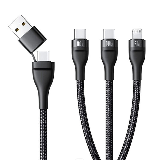 Kabel ładowania USB-A / USB-C - Lightning / 2 x USB-C Baseus Flash Series III 3w1, 100W, 1,5m, Czarny P10377800U01-00
