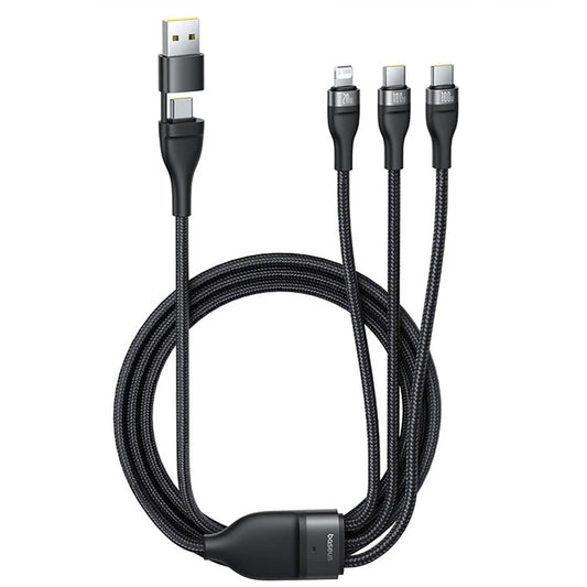 Kabel ładowania USB-A / USB-C - Lightning / 2 x USB-C Baseus Flash Series III 3w1, 100W, 1,5m, Czarny P10377800U01-00
