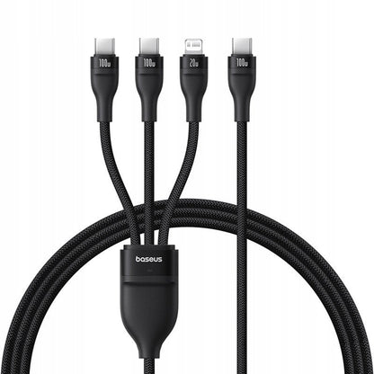 Kabel Ładowania USB-C - Lightning / 2 x USB-C Baseus Flash Series III 3w1, 100W, 1.5m, Czarny P10377502111-00