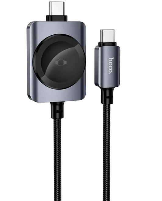 Kabel ładujący USB-C - USB-C HOCO CW66 2w1, 100W, 1,2m, Czarny