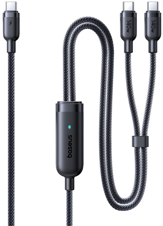 Kabel do ładowania USB-C - 2 x USB-C Baseus Flash 4 2w1, 140W, 1,5m, Czarny E0426X00