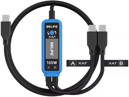 Kabel do ładowania USB-C - 2 x USB-C Relife XA7 Display, 100W, 1,33m, Czarny