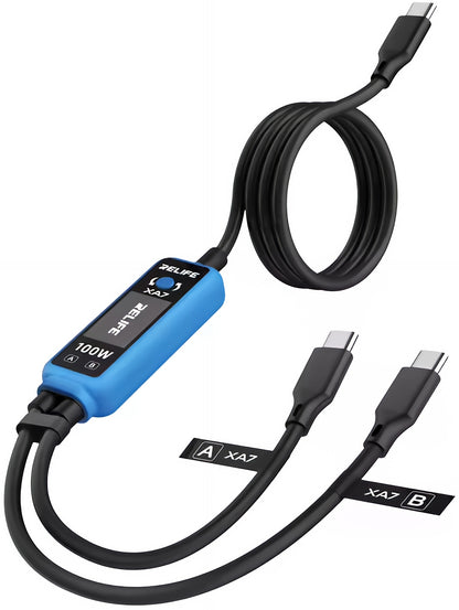 Kabel do ładowania USB-C - 2 x USB-C Relife XA7 Display, 100W, 1,33m, Czarny