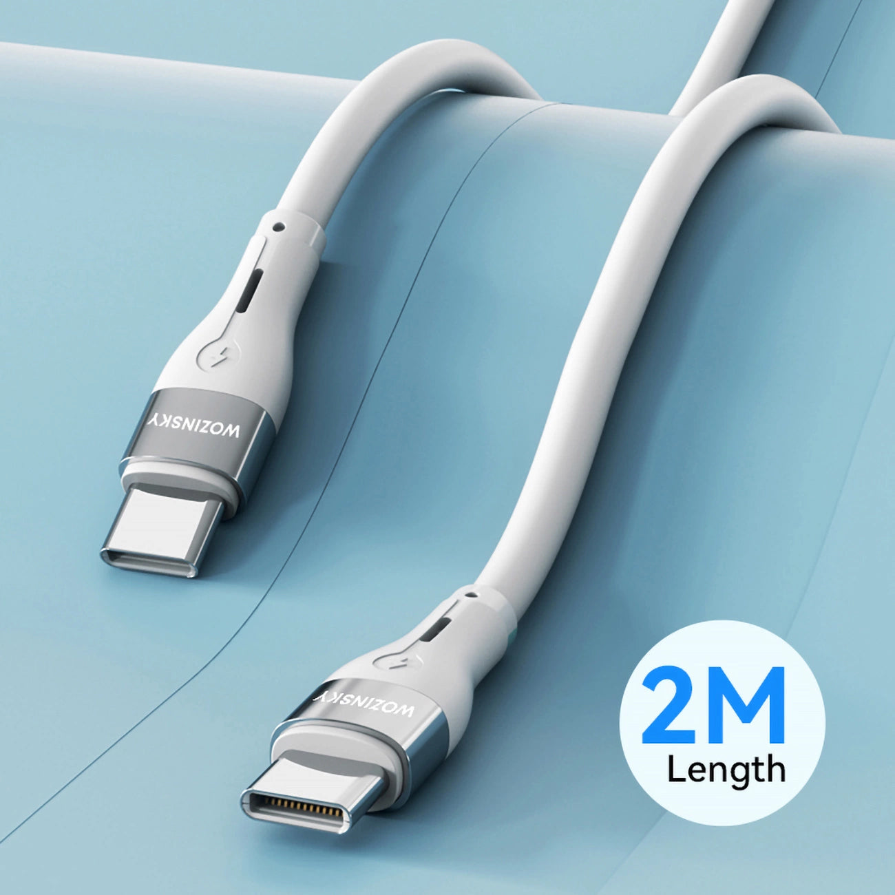 Kabel ładujący USB-C - USB-C WZK WSTCC2, 65W, 2m, biały 