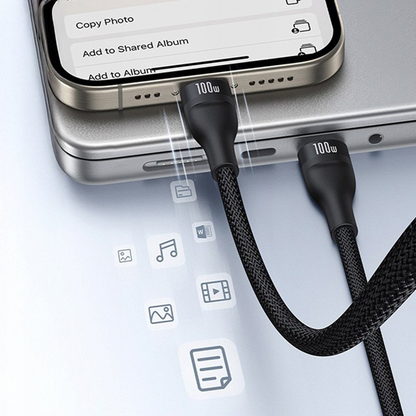 Kabel ładujący USB-C - Lightning / 2 x USB-C Baseus Flash Series III 3in1, 100W, 1,5m, Czarny, Ponownie zapakowany P10377502111-00