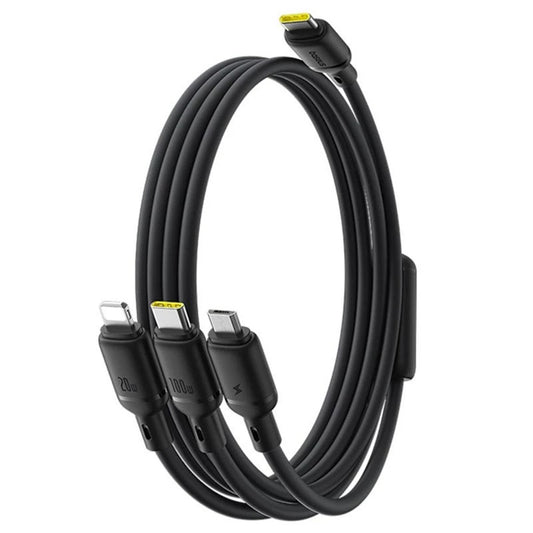 USB-C Charging Cable - Lightning / microUSB / USB-C Baseus Silky 3in1, 100W, 1.5m, Black P10376303121-01