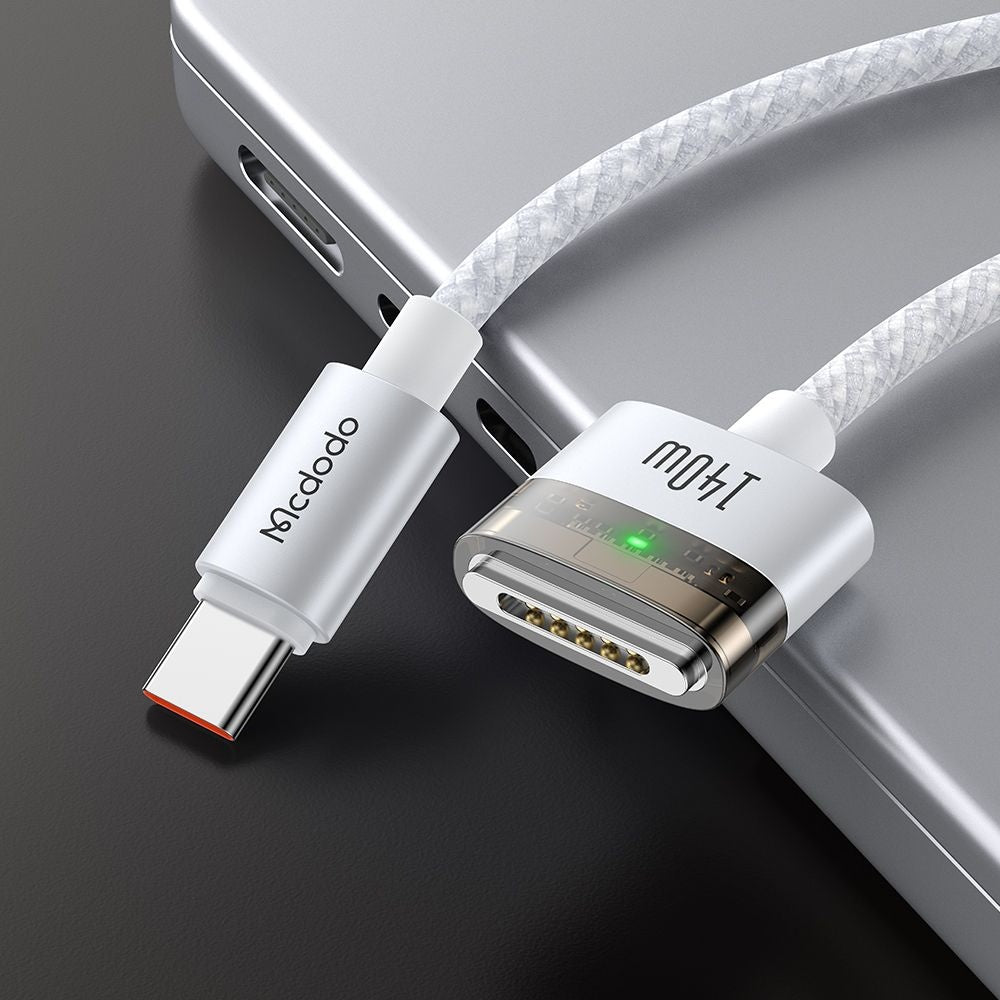Kabel Ładowania McDodo CA-2071, USB-C - MagSafe 3, 140W, 2m, Biały