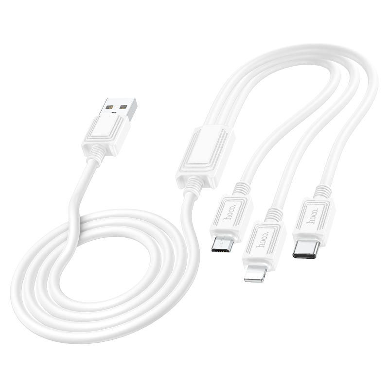 Kabel do ładowania USB-A - Lightning / microUSB / USB-C HOCO X74 3w1, 18W, 1m, biały