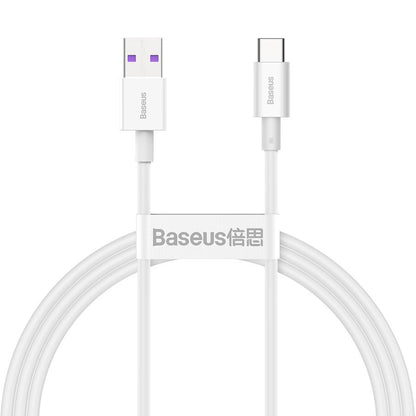 Kabel do ładowania i transmisji danych USB-A - USB-C Baseus Superior Series, 66 W, 1 m, biały CATYS-02