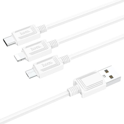 Kabel do ładowania USB-A - Lightning / microUSB / USB-C HOCO X74 3w1, 18W, 1m, biały