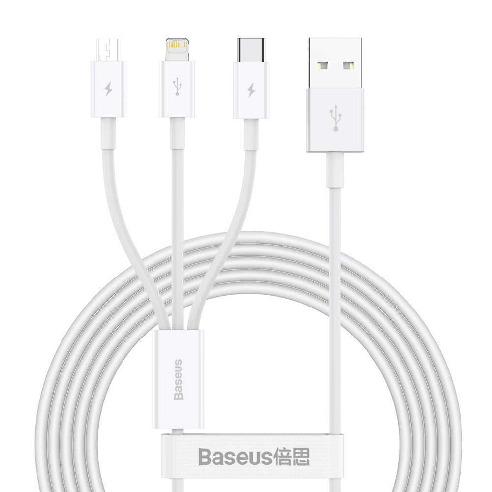 Kabel ładujący USB-A - Lightning / microUSB / USB-C Baseus Superior 3w1 Series, 20W, 1.2m, biały CAMLTYS-02 