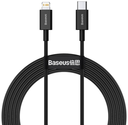 Kabel do ładowania i transmisji danych USB-C - Lightning Baseus Superior Series, 20 W, 2 m, czarny CATLYS-C01