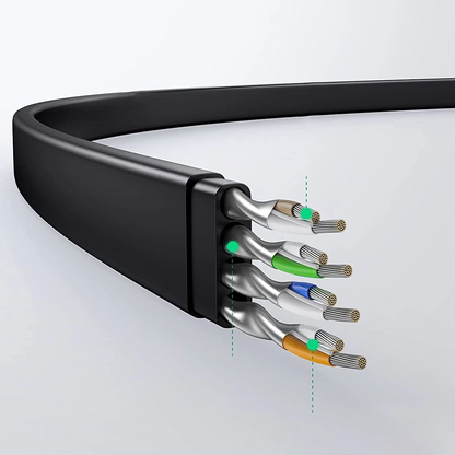 UGREEN NW102 Flat Network Cable, UTP, Cat6, 0.5m, Black