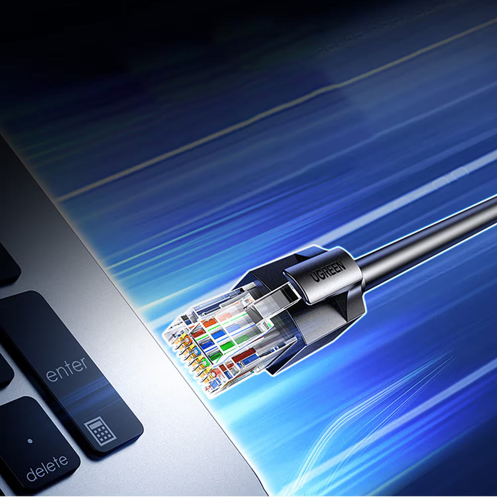 Kabel sieciowy UGREEN NW316, UTP, Cat6, 8m, Czarny