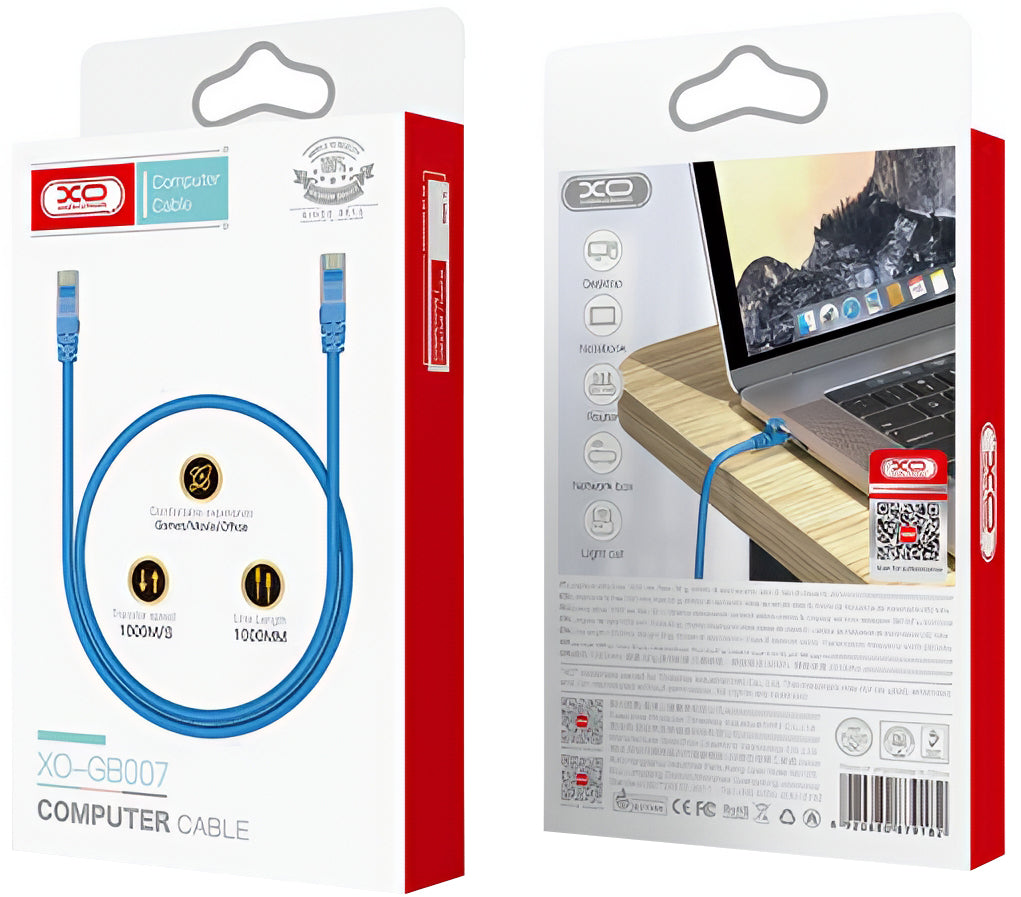 Kabel sieciowy XO Design GB007, UTP, Cat6, 1m, Niebieski